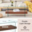 Table basse robuste avec plateau en verre trempé, rangement double couche, table centrale-1862413001