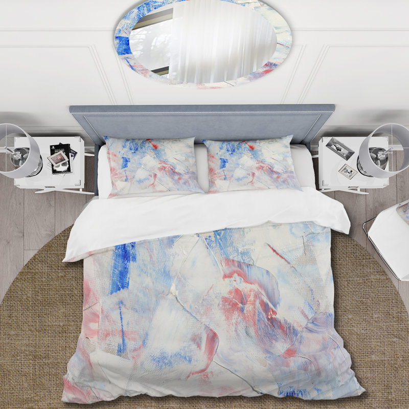 Blue Abstract Composition - Modern Duvet Cover Set - Microfiber Polyester, King Duvet Cover + 2 King Shams
