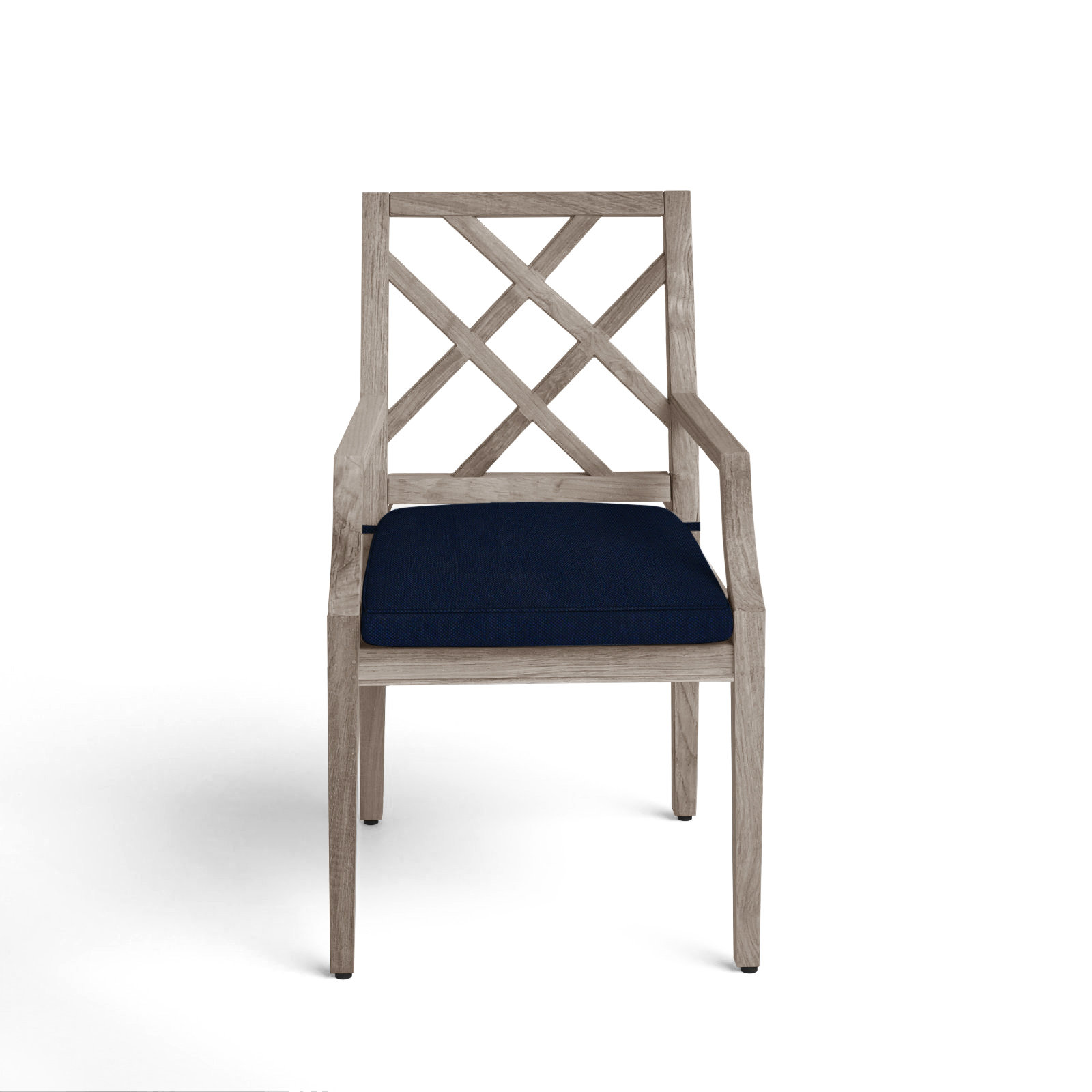 Haley Sunbrella® Patio Armchair, No Welt, Indigo Velvet, Oyster Teak