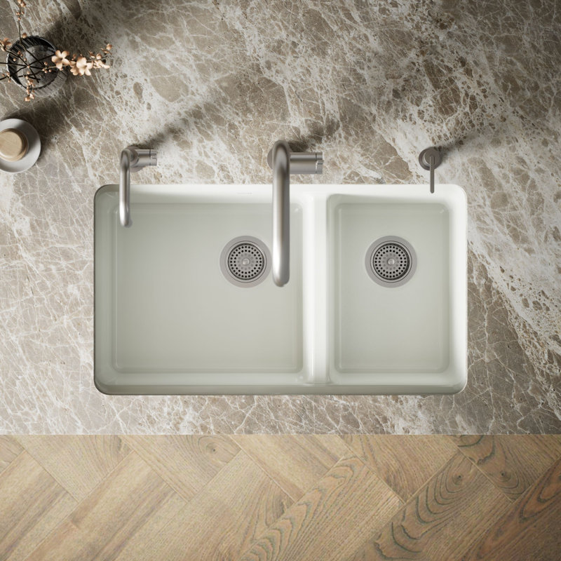 Riverby 33 In. Undermount Double-Bowl Kitchen Sink, Dune
