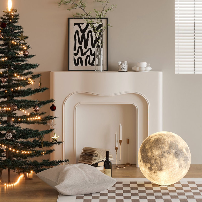 41.73"Modern Minimalist White Fireplace Mantel