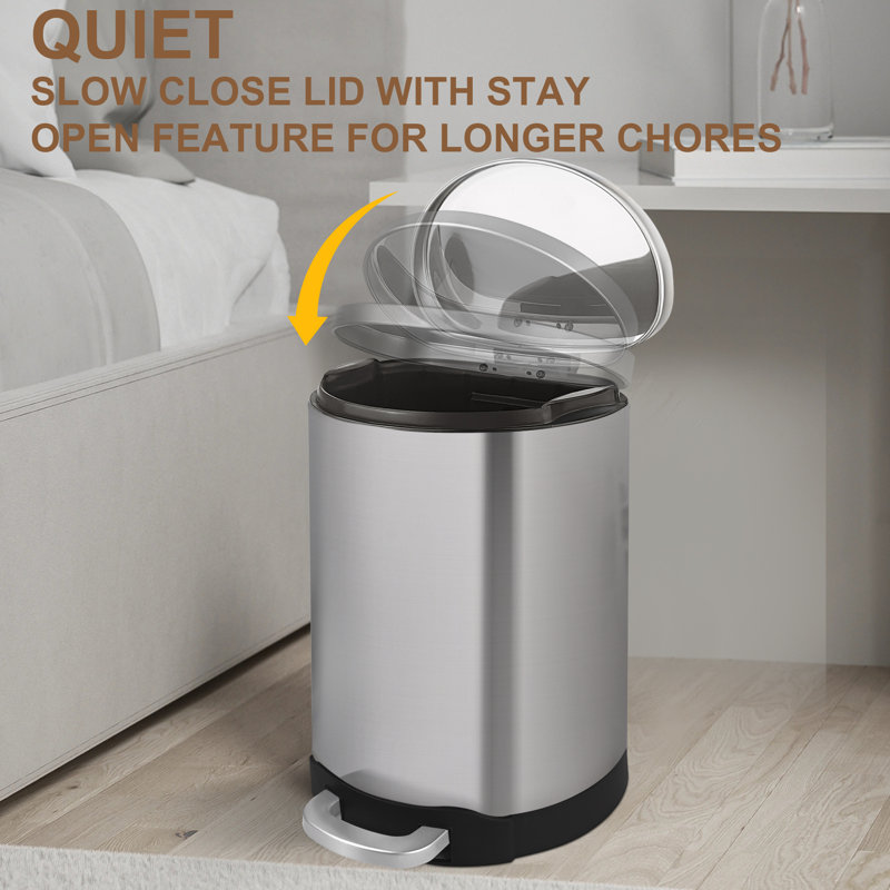 3.2 Gallon Brushed Stainless Steel Step-On Trash Can