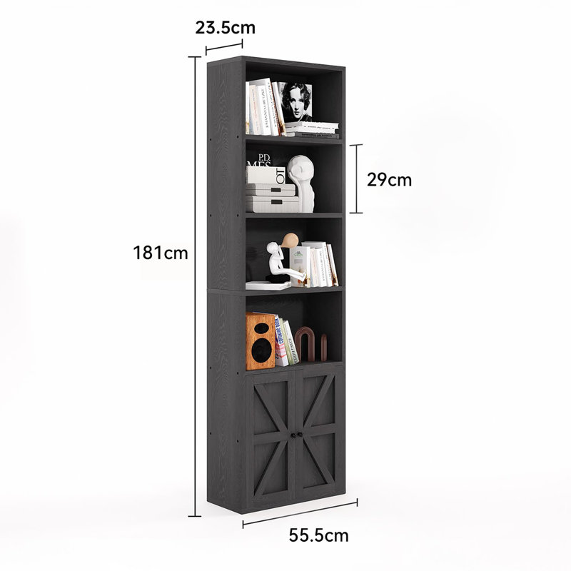 181cm H x 55.5cm W Standard Bookcase, Black