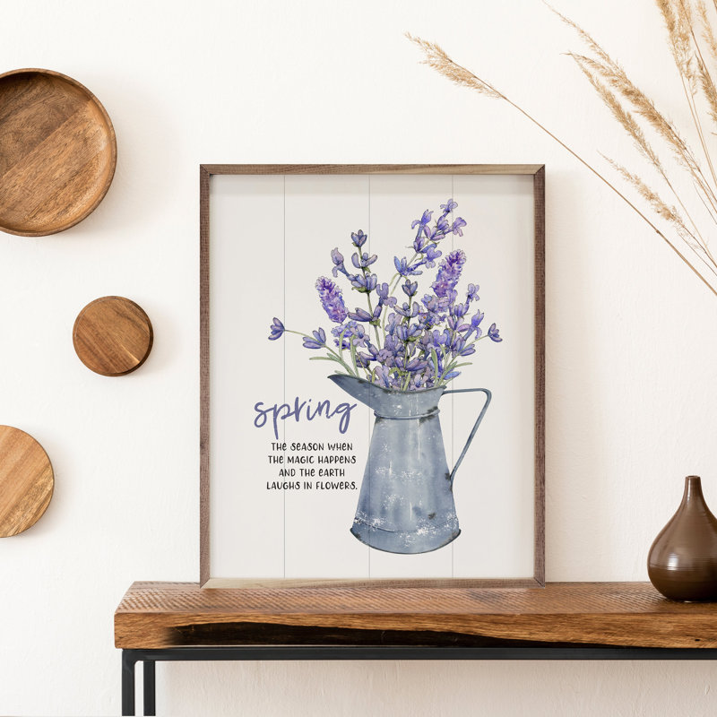 Spring Lavender In Metal Pitcher White, H 30 po x l 24 po