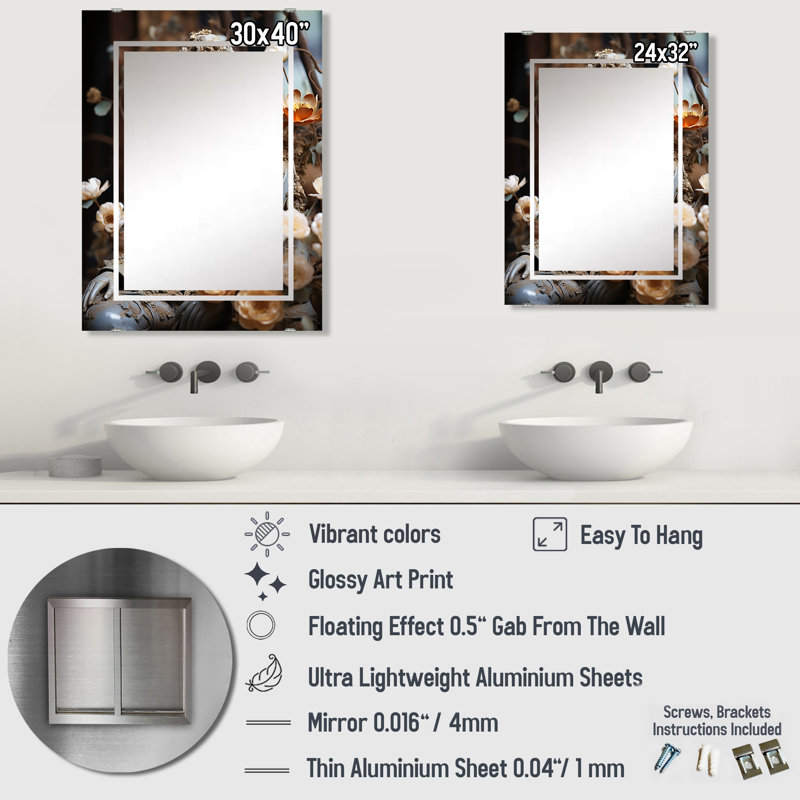 Minkah - Miroir mural bouddhiste MIR142006, 32 po x 24 po