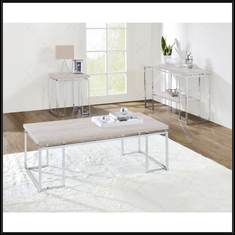 Square End Table With Metal Sled Base