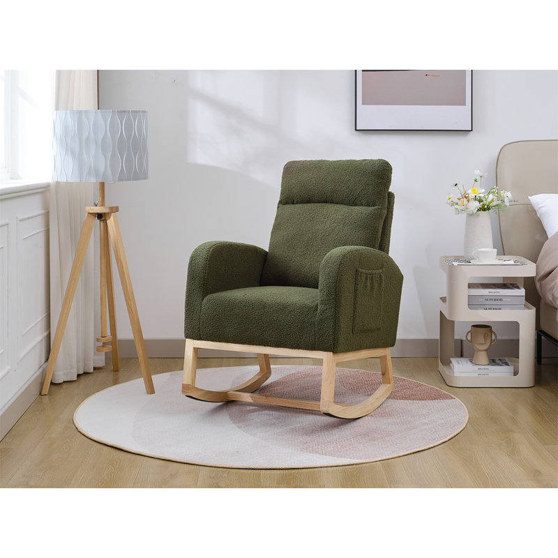 Chaise berçante Modern, Peluche vert foncé