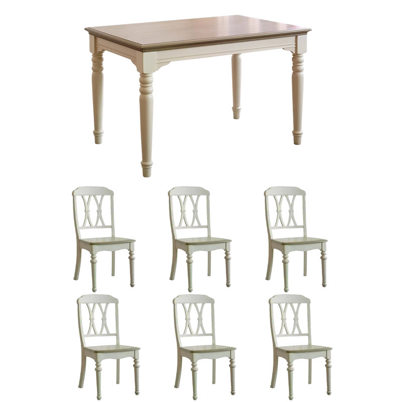 Table et chaises de style champêtre, Beige/gris, Gris, H 29,5 po x l 59 po x P 31,4 po