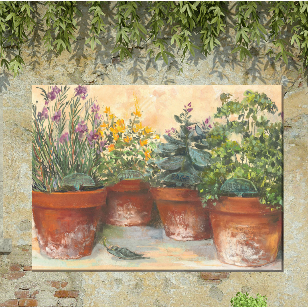 Mulford Herb Pots Outdoor Canvas Art Rosalind Wheeler