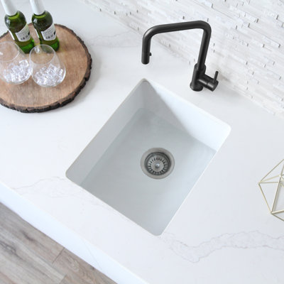 15.5 in. x 17.5 in. Granite Composite, White Single Bowl Undermount or Drop-In Kitchen Sink