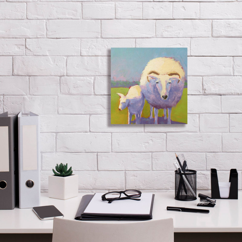«Sheep Pals 2» par Carol Young, art mural sur toile, H 12 po x l 12 po