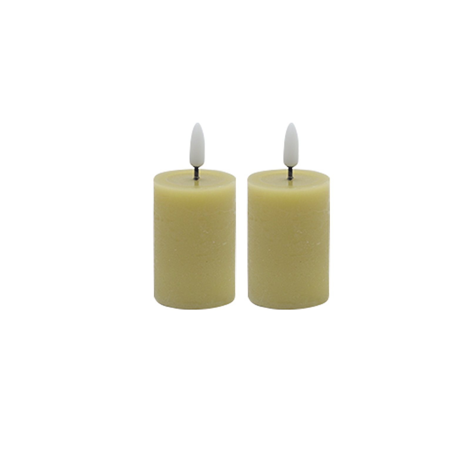 2 Pc Set Flameless Pillar Candle, Yellow