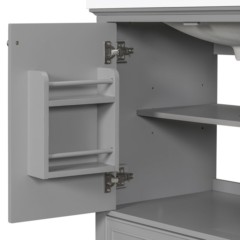 30" Gray Freestanding Bathroom Vanity Base with Drawer