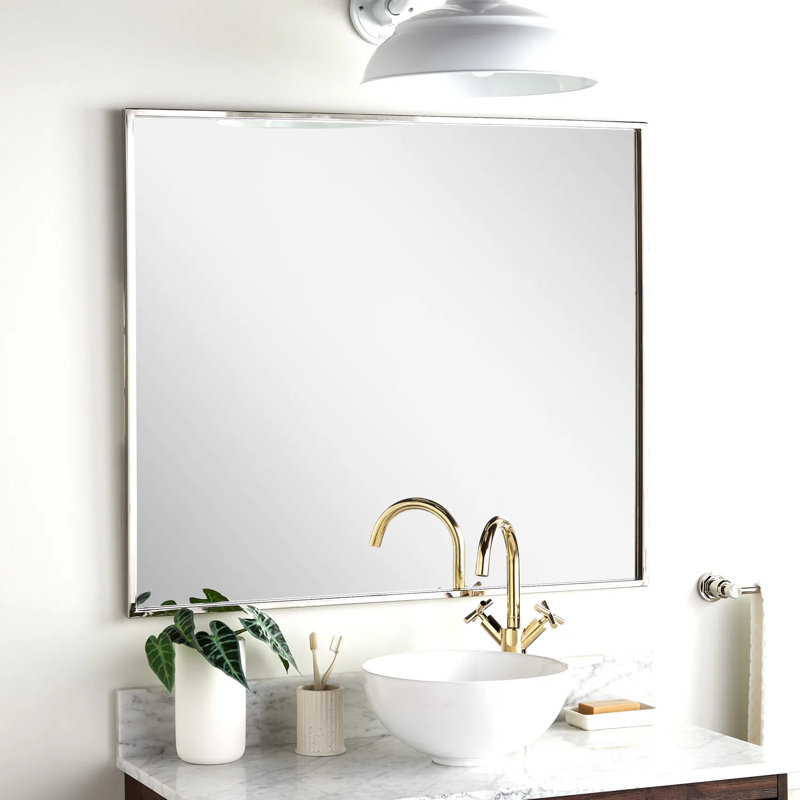 Carpini Decorative Bathroom Vanity Mirror, Nickel