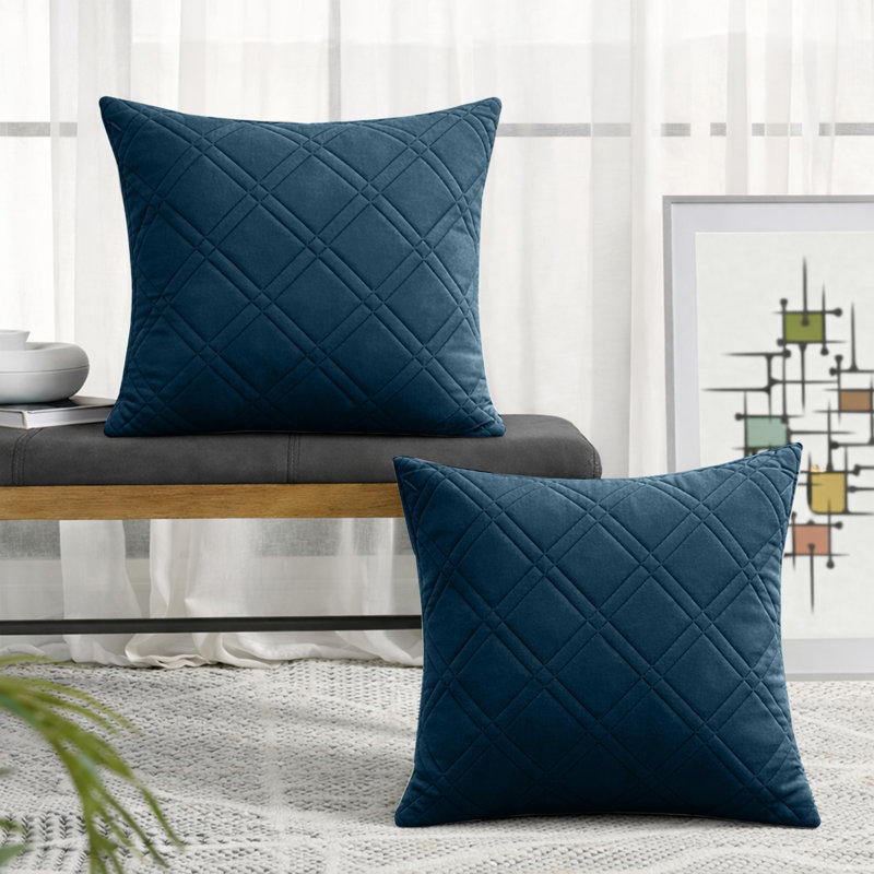 Geometric Square Cushion, Navy