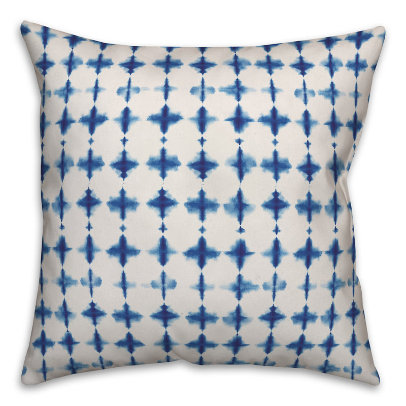  Watercolor Outdoor Pillow Cover & Insert, Polyester/Polyfill, 16" x 16", White/Blue