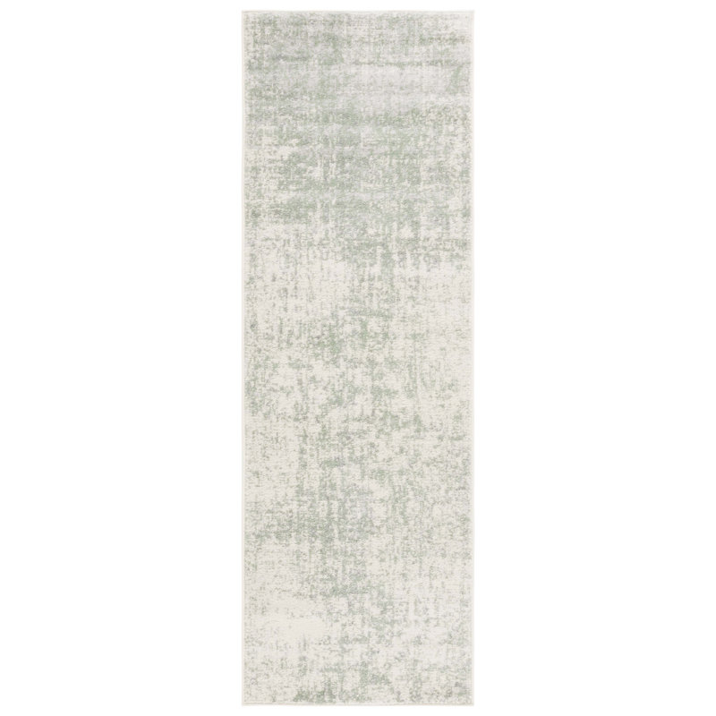 Tapis abstrait sauge / ivoire Arrietty, Tapis de couloir 2 pi 6 po x 6 pi