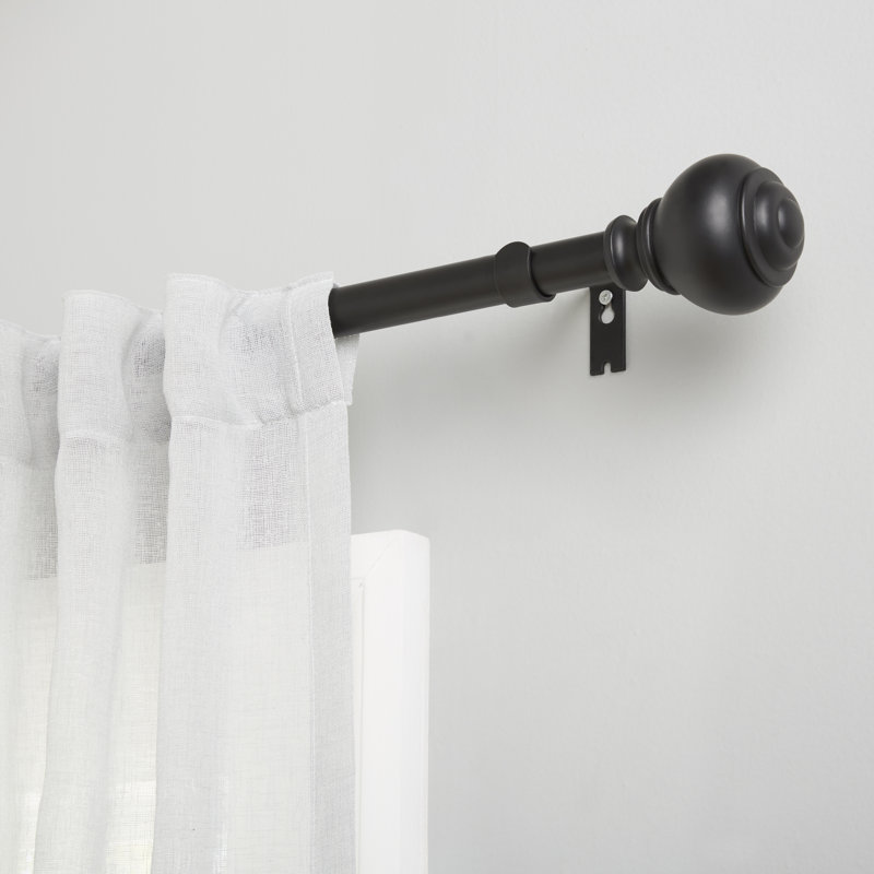 Ensemble de tringle à rideau et de faîteau ajustable 1 po Lauren Ralph Lauren Markel, 66" - 120", Noir
