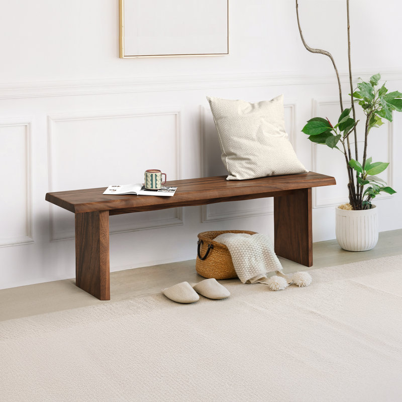 Beitnes Solid Wood Bench, Walnut-South American Walnut Wood, 17.7" H x 59.1" W x 13.2" D