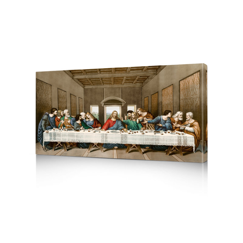 «The Last Supper» par Leonardo Da Vinci, reproduction d'art par estampe numérique avec cadre, Impression encadrée, Brun