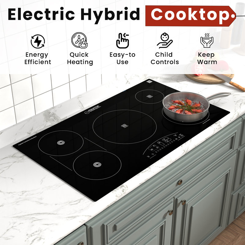 Equator 36" Electric Hybrid CERAMIC-INDUCTION 5 Burner Cooktop 220V