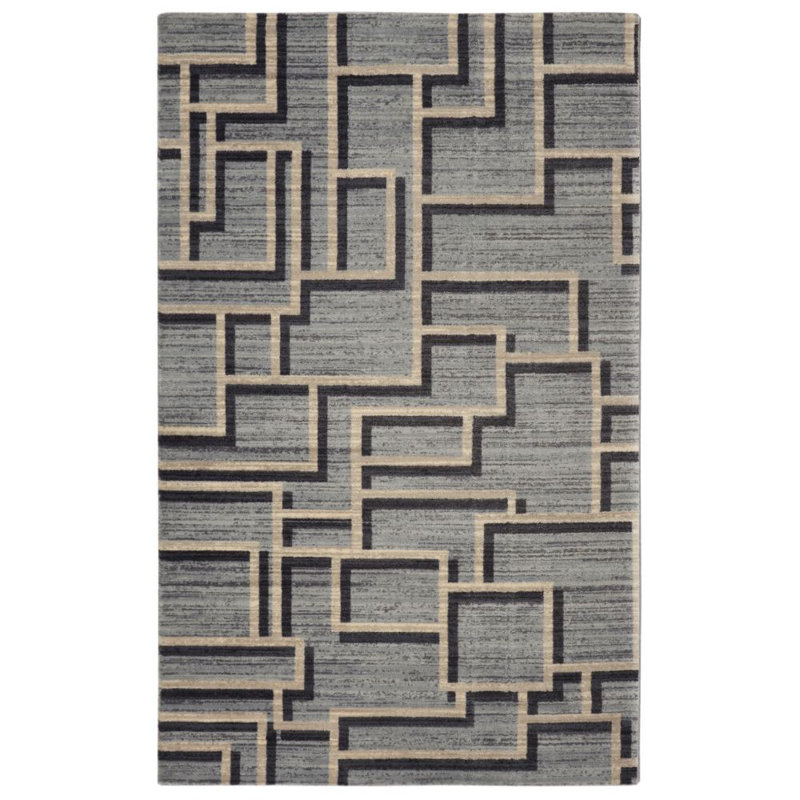 Tapis gris touffeté mid-century Pacheco, Rectangle 7 pi 6 po x 9 pi 6 po