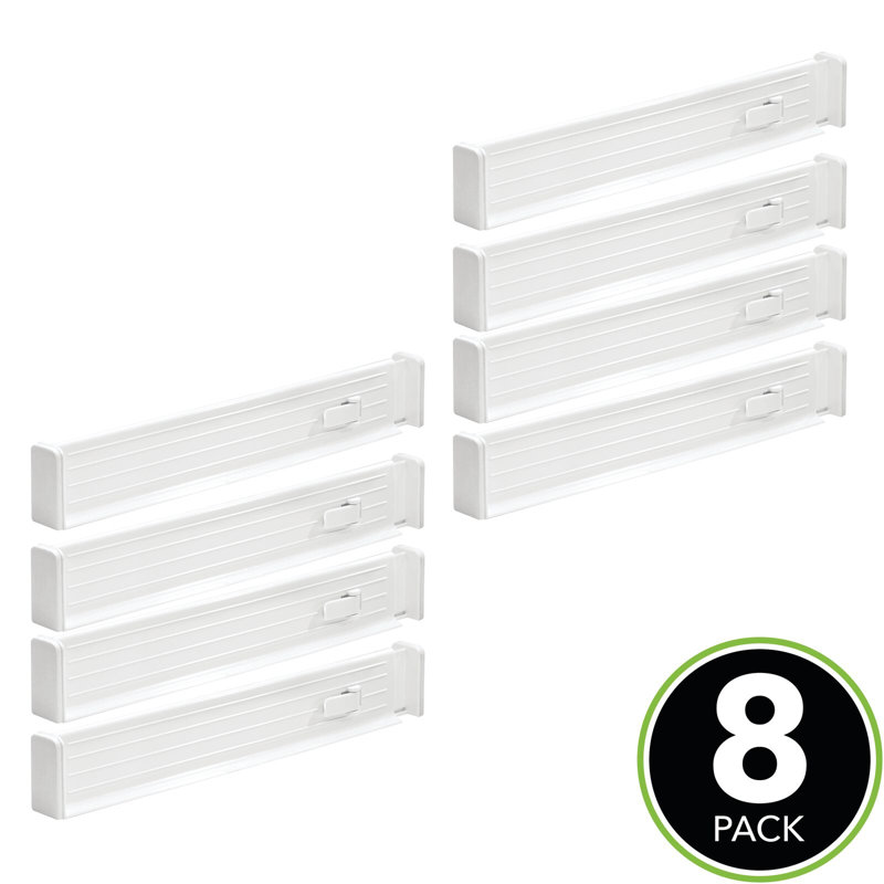 Séparateur de tiroir de cuisine réglable extensible mDesign, paquet de 8, Blanc