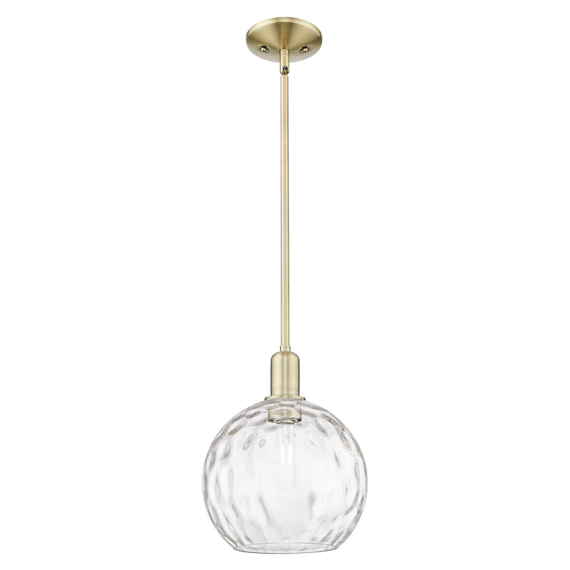Mini-luminaire suspendu 1 lumière Arcadia - Sevier, Laiton antique, H 8,75 po x l 10 po x P 10 po