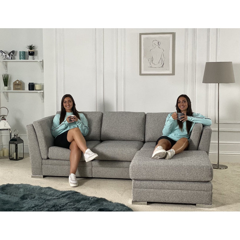 Charlotte 7 Seater Sofa & Chaise, Light Grey