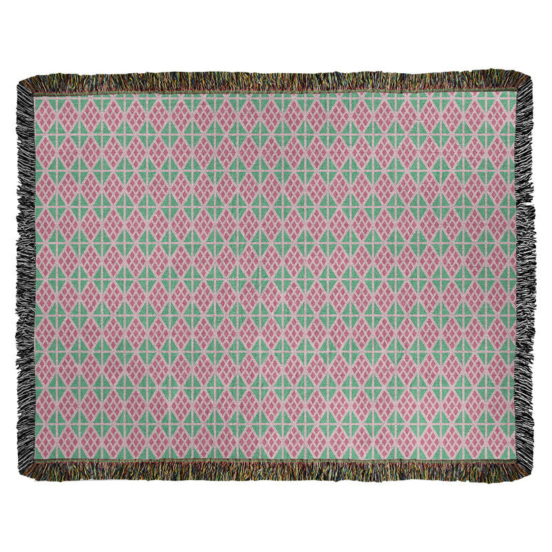 Couverture tissée Katelyn Elizabeth, l 60 po x L 80 po, Rose / sarcelle