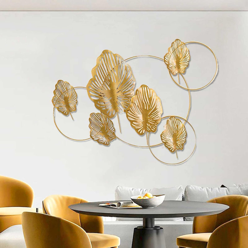 Décoration murale ginkgo doré