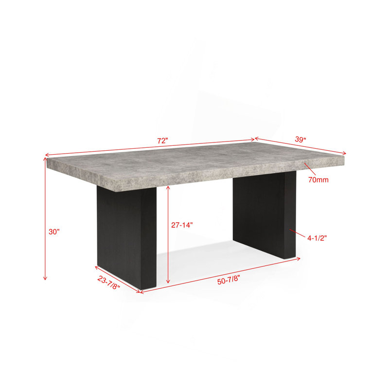 Mobilier de salle à manger en bois doux et rectangulaire, 7 pièces : table, 6 chaises