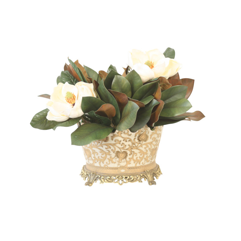 Magnolia Blooms and Foliage dans un bol ovale en porcelaine ne peut en faire qu'un