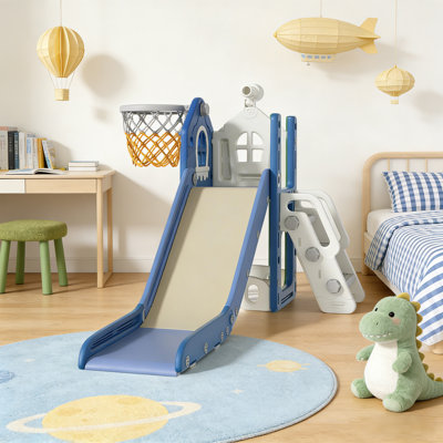 5-In-1 Toddler Slide Playset – Indoor & Outdoor Climber With Slide, Basketball Hoop, Telescope Toy, Storage, Anti-Slip Steps, Safe Hdpe Material, Ages 1–3
