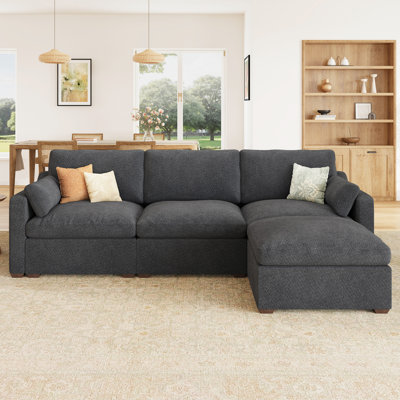 Abramson L-shaped Modular Sectional Upholstered Cloud Sofa
