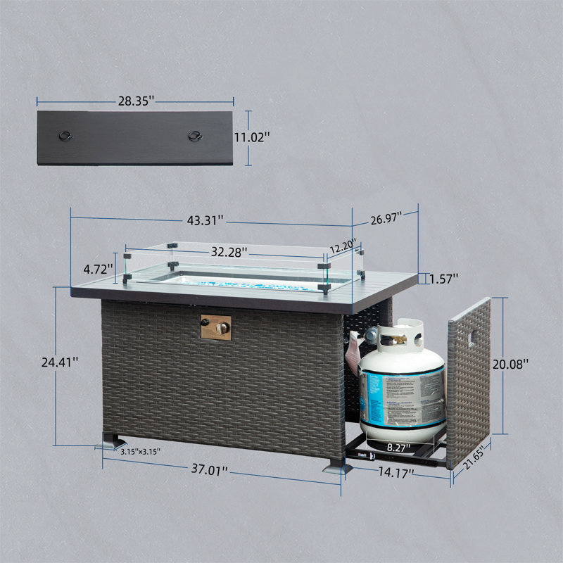 43.3'' x 27'' Rectangle Fire Pit Accessory