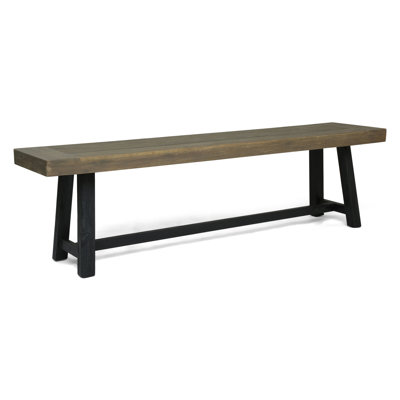 Wood Outdoor Bench, Two - Toned Design, H Stretcher, Naturally Patio Bench Made Of , Dual Toned, Rustic Slat Top, 18 High, Simple Yet Outstanding by One Allium Way
