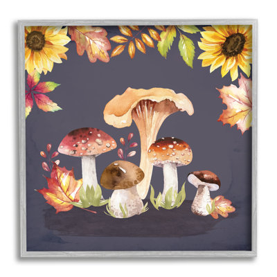 " Woodland Mushrooms Autumnal Foliage "