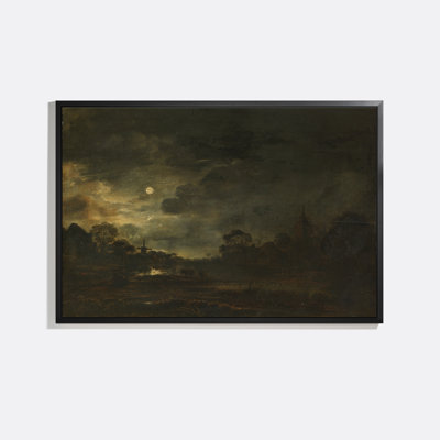 Landscape by Moonlight Framed Oil Painting Print Canvas