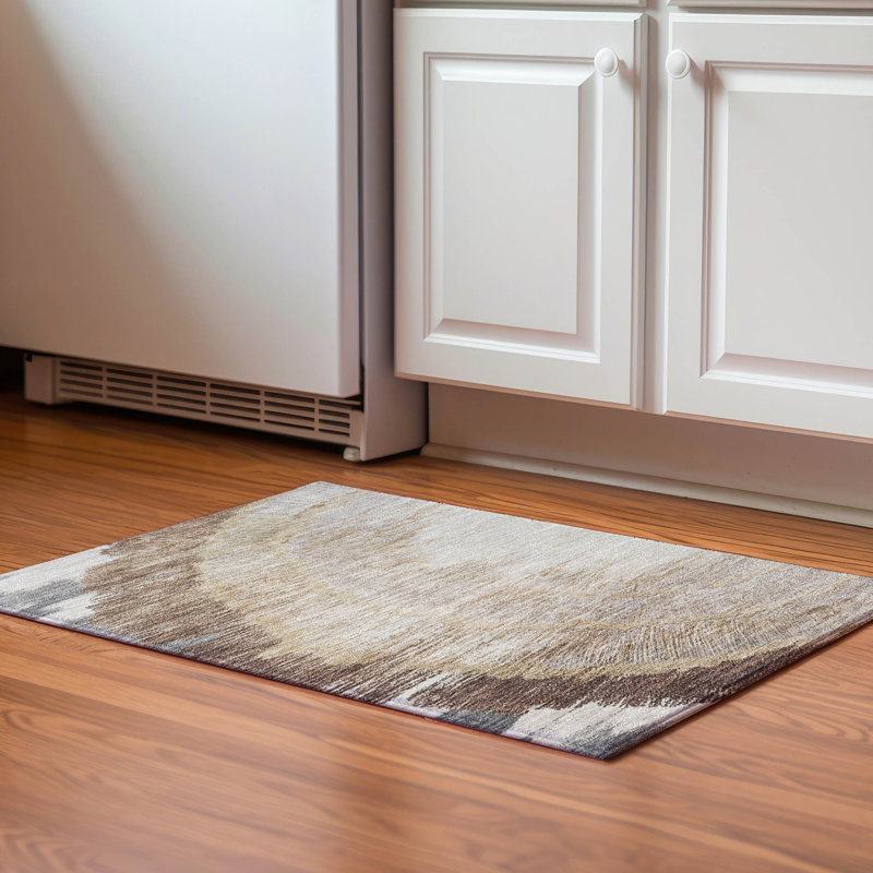 Premium Machine Washable Cerrito Brown Rug, Rectangle 1'8" x 2'6"