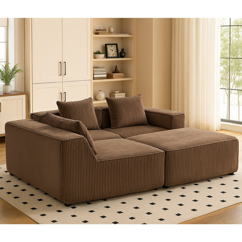 Canapé modulaire 4 pièces Arliz, Brun
