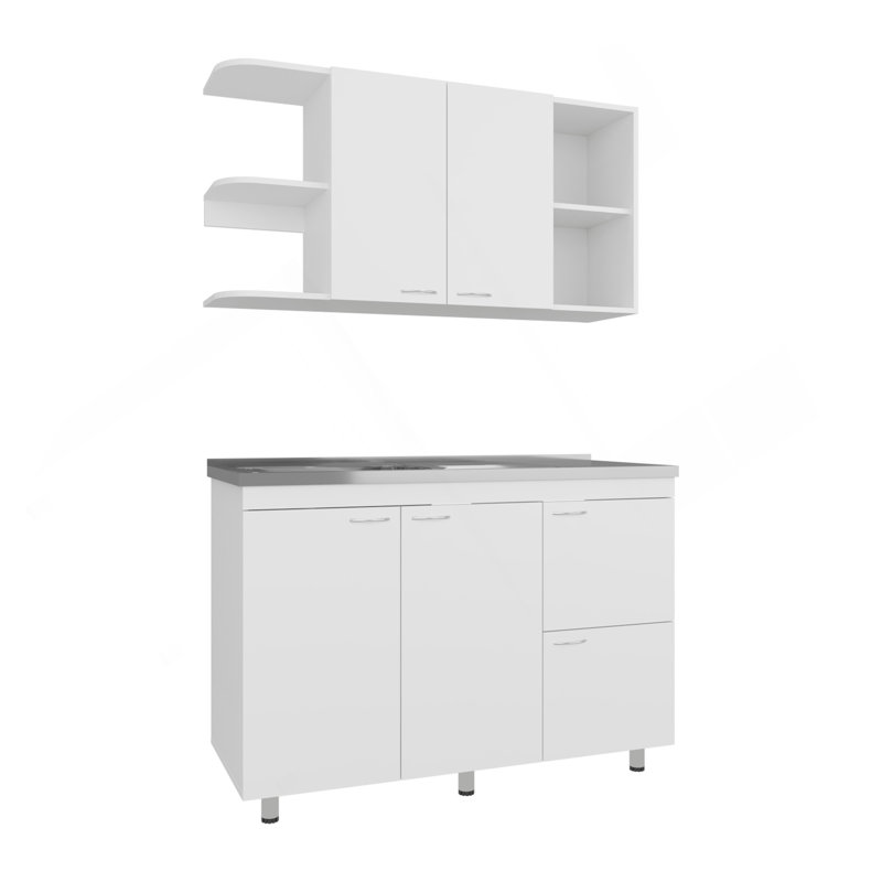 Ensemble d'armoires de cuisine Byron, 6 portes, 9 tablettes, blanc - Cuisine