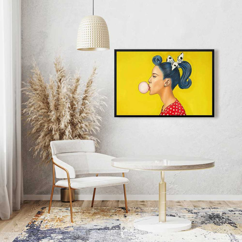 «Retro Woman with Beautiful Ponytail», reproduction d'art sur toile encadrée