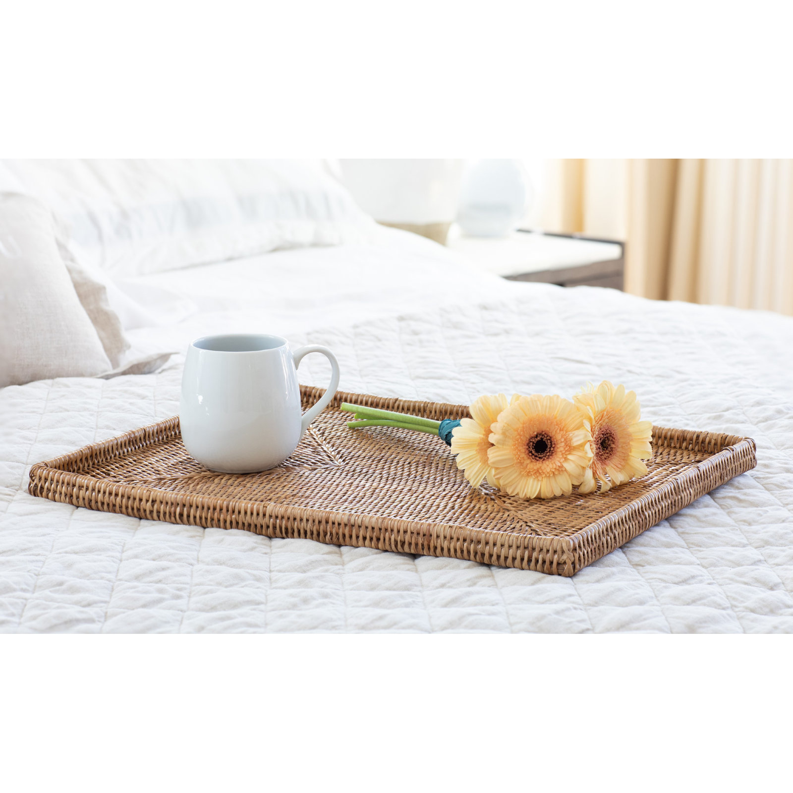 Artifacts Rattan Rectangular Flat Tray, Honey Brown