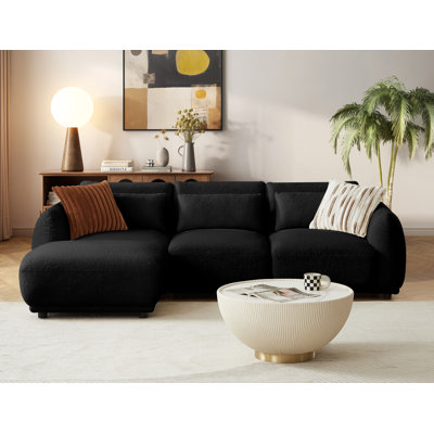 Ballyrobert 4 - Piece Upholstered Sectional Teddy Wool Modern Sectional Sofa 3 Seat L Shaped Convertible Modular Sectional Sofa with Reversible Ottoma