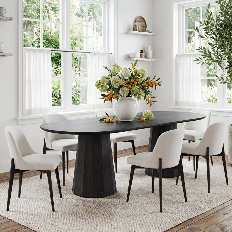 Zeno 6-Person Double Pedestal Solid Wood Dining Set