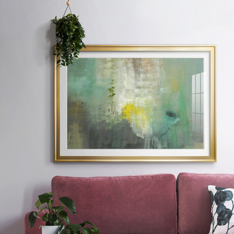 Impression encadrée de fourrage avec verre biseauté mat et verre, H 19 po x l 27 po x P 1,5 po, Or