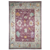 Hand Knotted Wool Area Rug in Blue And Brown