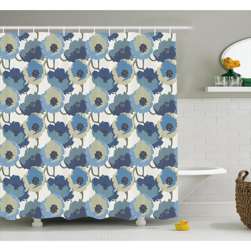 Rideau de douche simple à fleurs romantiques dégradé Baranowski, L 36 po x L 72 po