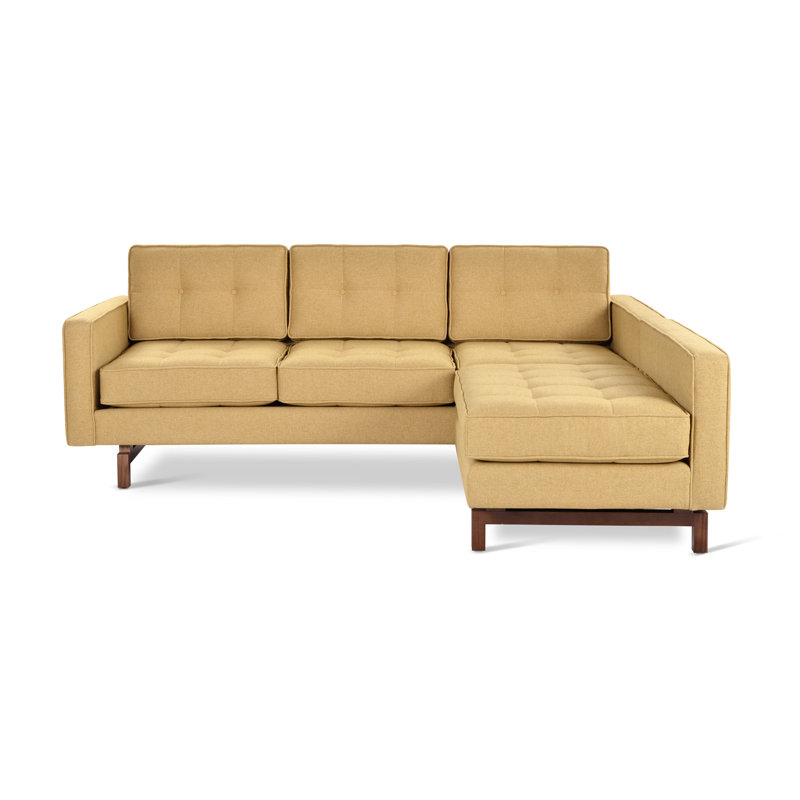 Canapé bi-modulaire Jane 2, Sergé de performance Stockholm Camel, Noyer